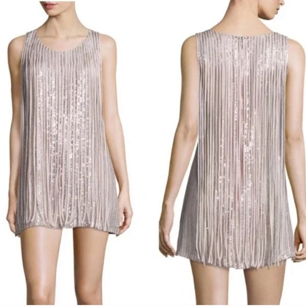 Parker Bryant Fringe and Sequin Party Dress